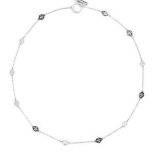 TORY BURCH • Silver Delicate Station Toggle Logo Necklace